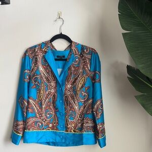 J. Crew Blue and Brown Paisley Shirt